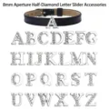 8mm silver rhinestone alphabet slider charms for DIY jewelry bracelet and strap accessories - Letter A / 8mm / Chrome