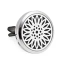 Difusor de aromaterapia para coche de 30mm de acero inoxidable con clip de flor - Estilo Girasol (H061) / 10 Piezas/Paquete (30mm) / Plateado