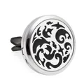 Clip de aromaterapia magnético de 30mm para coche en metal plateado con diseño filigrana - Estilo Tótem Animal (HG051) / 10 Piezas