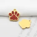 Pendentif patte de chien doré avec paillettes rouges pour bijoux DIY ou médailles. - Rouge (HC552) / 15x18mm