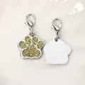 Glittering gold paw print alloy pendant with silver lobster clasp for DIY pet jewelry accessories - Yellow (HC358-1)
