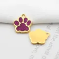 Pendentif patte de chien doré avec émail pailleté violet - Rose Rouge (HC552) / 15x18mm