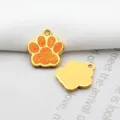 Petit pendentif patte d'animal DIY avec émail orange scintillant et finition dorée pour bijoux - Orange (HC552) / 15x18mm