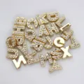 Shiny gold alphabet slider beads with rhinestones for DIY jewelry and personalized wristbands - A-Z Set (Pack of 26) / Matte Light Gold