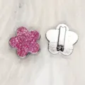 8mm pink glitter flower slide charm for DIY bracelet jewelry making and craft accessories - 铬底款式(SL800) / 8mm / 铬底亮粉花朵-粉色