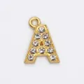 15mm gold alloy letter A charm with sparkling rhinestones for DIY jewelry making - Letter A / 15mm / Gold
