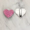 Handmade pink glitter 8mm heart slide charm for DIY bracelet jewelry accessory - Silver-Tone Heart (SL792) / 8mm Pack / Pink
