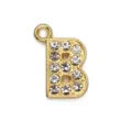 Small 15mm gold alloy letter B pendant charm encrusted with clear rhinestones - Letter B / 15mm / Gold
