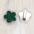 Green 8mm glitter flower slide charm for DIY bracelets jewelry making accessory - 铬底款式(SL800) / 8mm / 铬底亮粉花朵-深绿色