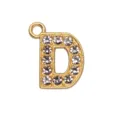15mm gold alloy alphabet letter D pendant with sparkling rhinestones for DIY jewelry - Letter D / 15mm / Gold