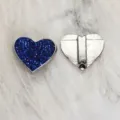 Deep blue 8mm glitter heart-shaped charm with silver metal slot for DIY bracelet making - Silver-Tone Heart (SL792) / 8mm Pack / Dark Blue