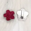 8mm pink glitter flower slider charm for DIY jewelry and personalized bracelets - 铬底亮粉花朵-玫红