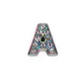 8mm iridescent rainbow metal letter A charm with rhinestones for DIY jewelry making - Letter A (Frosted Style) / 8mm / Multi-color