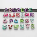 8mm colorful enamel letter charms with rhinestone bows for DIY jewelry making kits - Bowknot Letters A-Z Set / Set of 26 / Mixed Colors
