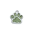 Customizable green glitter paw print pet charm dog tag DIY jewelry pendant for collars - 15x18mm / Light Green