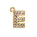 15mm gold-toned letter E alloy charm with sparkling clear rhinestones for DIY jewelry - Letter E