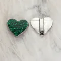Glittery green heart-shaped slide charm accessory for 8mm DIY bracelet jewelry making - Silver-Tone Heart (SL792) / 8mm Pack / Dark Green