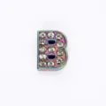 8mm colorful rhinestone initial B charm bead for DIY charm bracelet making - Letter B (Frosted Style) / 8mm / Multi-color