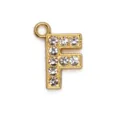 15mm gold alloy letter F pendant charm with sparkling crystal rhinestones for DIY jewelry - Letter F
