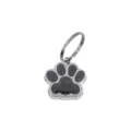 Small dog paw shaped pet ID tag pendant with black glitter powder and silver split ring - 15x18mm / Black