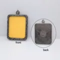 Pendentif boîte Gau tibétaine en alliage vue avant et arrière avec relief Bagua - Boîte Thangka en Alliage TK36 (Noir) / Noir