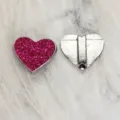 Sparkly 8mm pink glitter heart slider charm for DIY bracelets and strap accessories - Silver-Tone Heart (SL792) / 8mm Size / Rose Red
