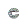 Rainbow crystal rhinestone letter C slide charm for 8mm DIY bracelet band custom jewelry - Letter C (Frosted Style) / 8mm / Multi-color