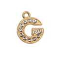 15mm gold alloy letter G pendant with sparkling crystals for DIY jewelry making charm - Letter G