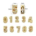 Detailed size guide for gold rhinestone number charms 0-9 for DIY jewelry. - Full Set 0-9