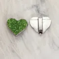 Heart-shaped 8mm green glitter slide charm for custom DIY bracelet jewelry making - Silver-Tone Heart (SL792) / 8mm Size / Light Green