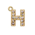 Sparkling gold-plated letter H charm pendant with clear crystals for DIY jewelry making - Letter H