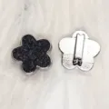 8mm black glitter flower slider bead for DIY bracelet jewelry making, silver metal base - 铬底亮粉花朵-黑色