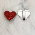 Red glitter heart sliding charm accessory for 8mm DIY jewelry bracelet and straps - Silver-Tone Heart (SL792) / 8mm Size / Red