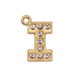 Elegant gold alloy letter I charm pendant with sparkling rhinestones for DIY jewelry making - Letter I