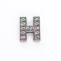 Perla a lettera H da 10 mm placcata arcobaleno con strass per creazione di gioielli DIY - Lettera H (Satinato)