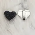 8mm black glitter heart slider charm for DIY bracelets in silver finish metal - Silver-Tone Heart (SL792) / 8mm Size / Black