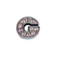 8mm rainbow rhinestone paved initial letter G metal charm bead for DIY bracelet - Letter G (Frosted Style) / 8mm / Rainbow