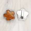 Detailed 8mm orange glitter flower charm for DIY bracelet and personalized jewelry making - 铬底亮粉花朵-橘黄色