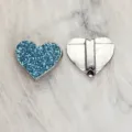 8mm blue glitter heart charms for DIY bracelet making and jewelry accessories - Silver-Tone Heart (SL792) / 8mm Size / Lake Blue