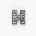 8mm rainbow plated rhinestone alphabet letter H slide bead for DIY jewelry making - Letter H (Frosted Style) / 8mm / Rainbow