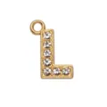 Gold letter L alloy pendant charm with clear rhinestones for DIY jewelry - Letter L