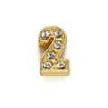 8mm gold-plated alloy number 2 charm with sparkling rhinestones for DIY bracelets - Number 2