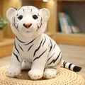 Süßes weißes Tiger-Plüschtier mit realistischen schwarzen Streifen und blauen Augen - Weiß / 30 cm