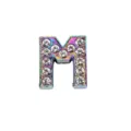 Perla scorrevole lettera M con strass arcobaleno 10mm per braccialetti fai da te - Lettera M (Satinato)
