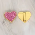 Pink 8mm glitter heart-shaped slide charm accessory for DIY jewelry bracelet making - Gold-Tone Heart (SL793) / 8mm Size / Pink