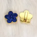 8mm blue glitter flower slider bead accessory for DIY jewelry and bracelets making - 金底亮粉花朵-宝蓝色