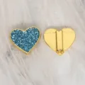 8mm blue glitter heart slide charm accessory for DIY bracelet making and jewelry - Gold-Tone Heart (SL793) / 8mm Size / Lake Blue