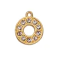 15mm gold letter O pendant charm with sparkling rhinestones for DIY necklace jewelry making - Letter O