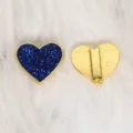Small 8mm blue glitter heart charm slider bead for personalized DIY bracelet and jewelry crafting - Gold-Tone Heart (SL793) / 8mm Size / Sapphire Blue