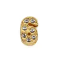 8mm gold-finish rhinestone number 6 slide charm for DIY jewelry making and bracelets - Number 6